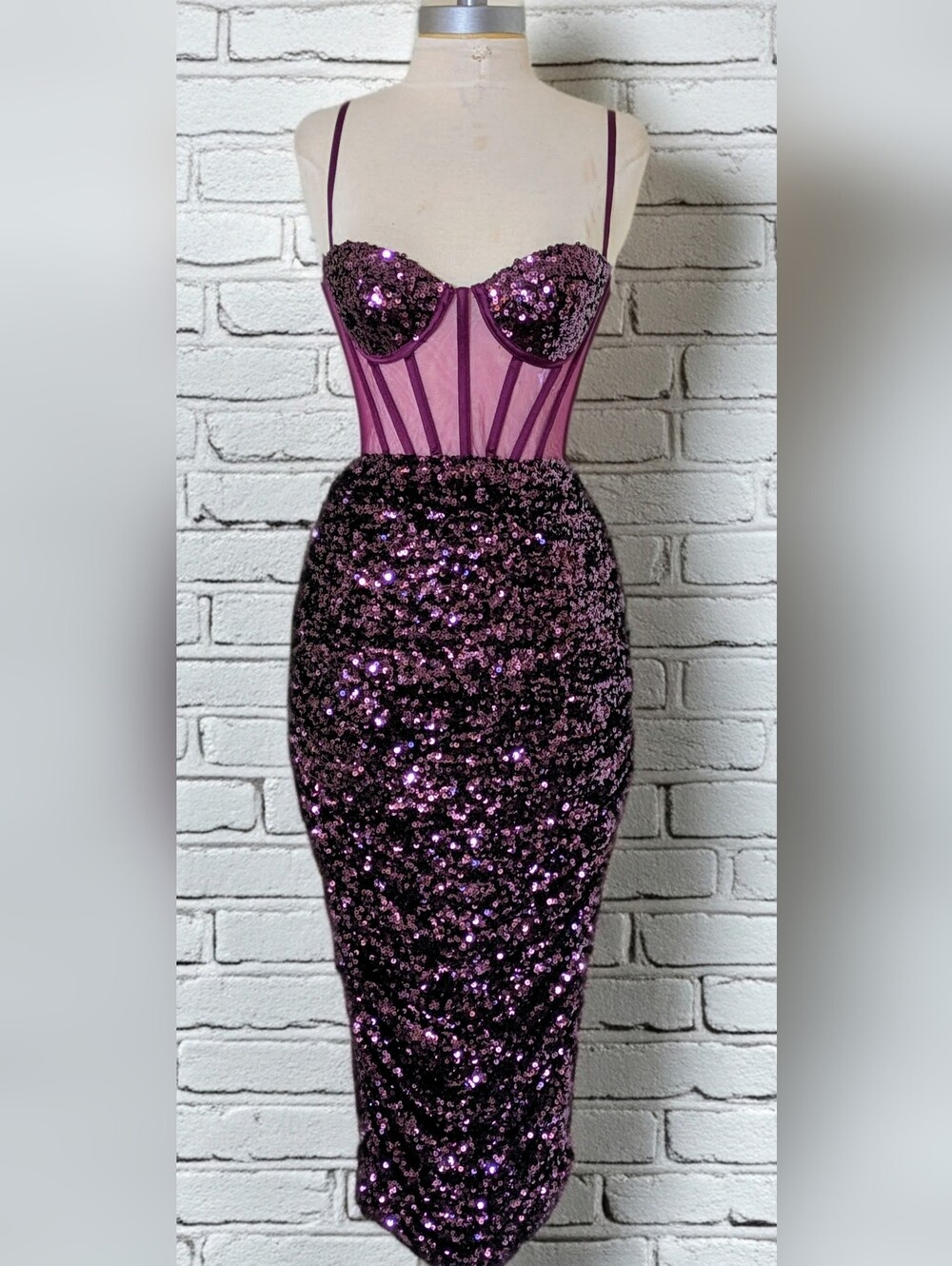 Layla Purple Sequin Corset Dress by Miss Circle In Sizes XXS & XS